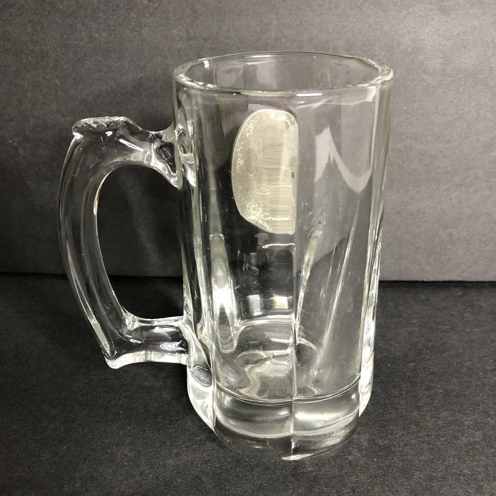 Carnival Victory Mug Glass Handled Pilsner Beerwith Pewter Logo 5 3/4